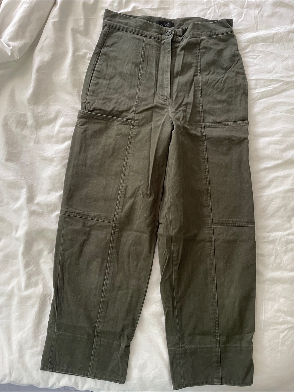 COS Olive Cropped Utility Cargo Pants